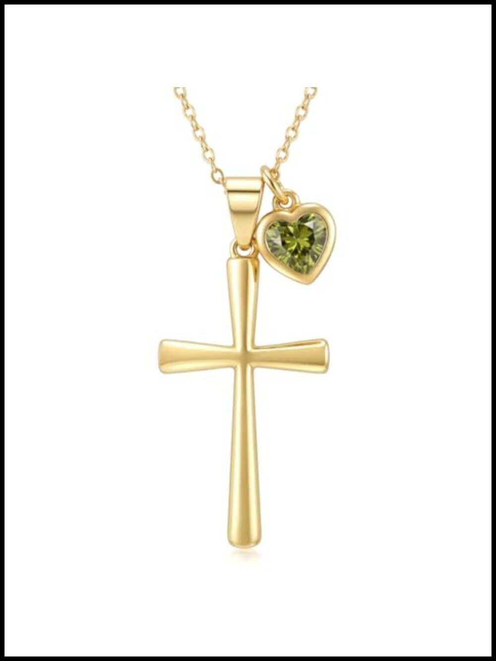 14K Gold Plated Birthstone Cross Necklace Faith Christian Jewelry Gift for Her